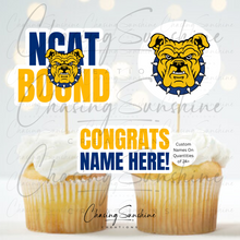 Load image into Gallery viewer, NCAT North Carolina A&T State University High School/College Bound Graduation Cupcake Toppers
