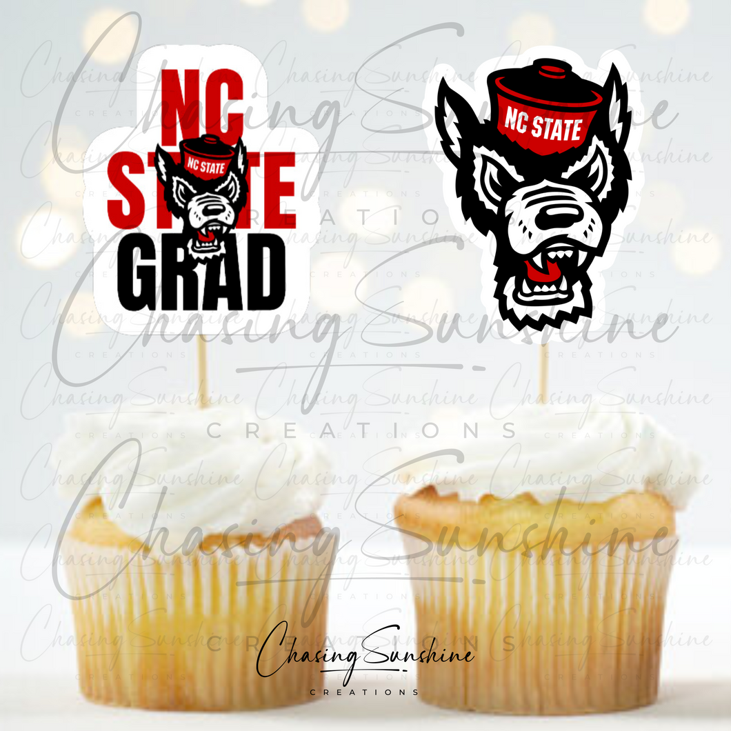 NCSU North Carolina State University Graduation Cupcake Toppers