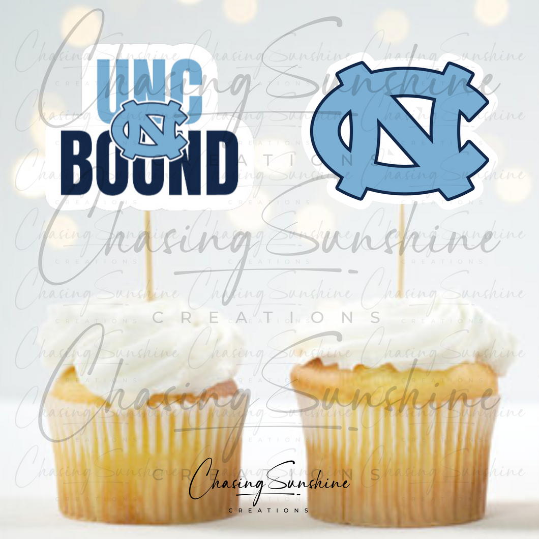 UNC University of North Carolina Chapel Hill Graduation Cupcake Toppers High School/College Bound