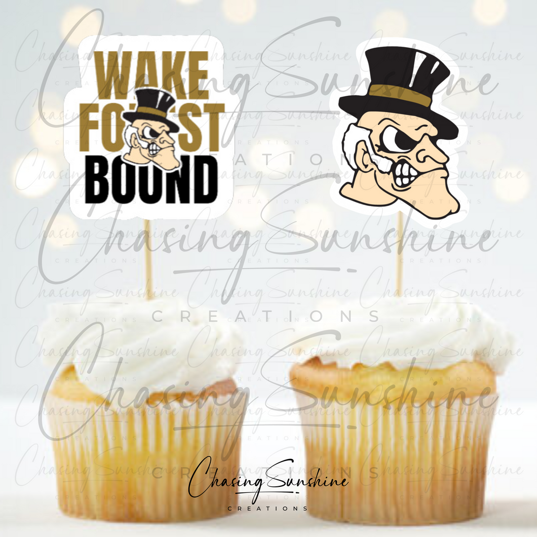 WF Wake Forest University Graduation Cupcake Toppers High School/College Bound