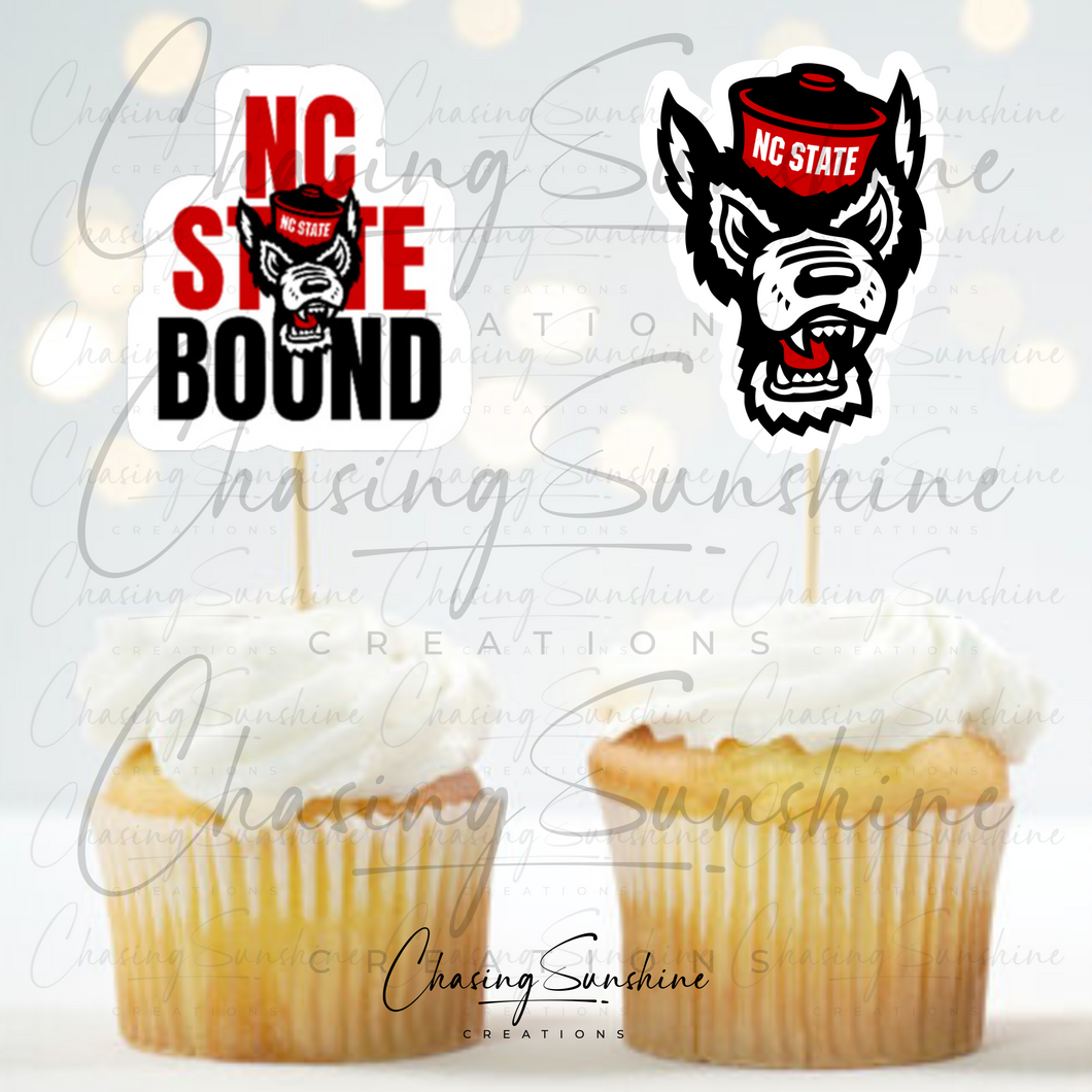 NCSU North Carolina State University Graduation Cupcake Toppers High School/College Bound