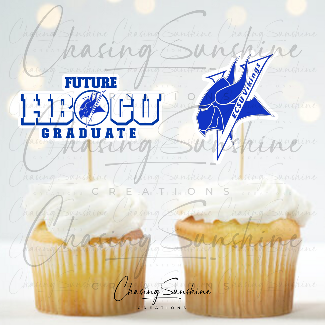 ECSU Elizabeth City State University Graduation Cupcake Toppers - 2 Designs High School/College Bound