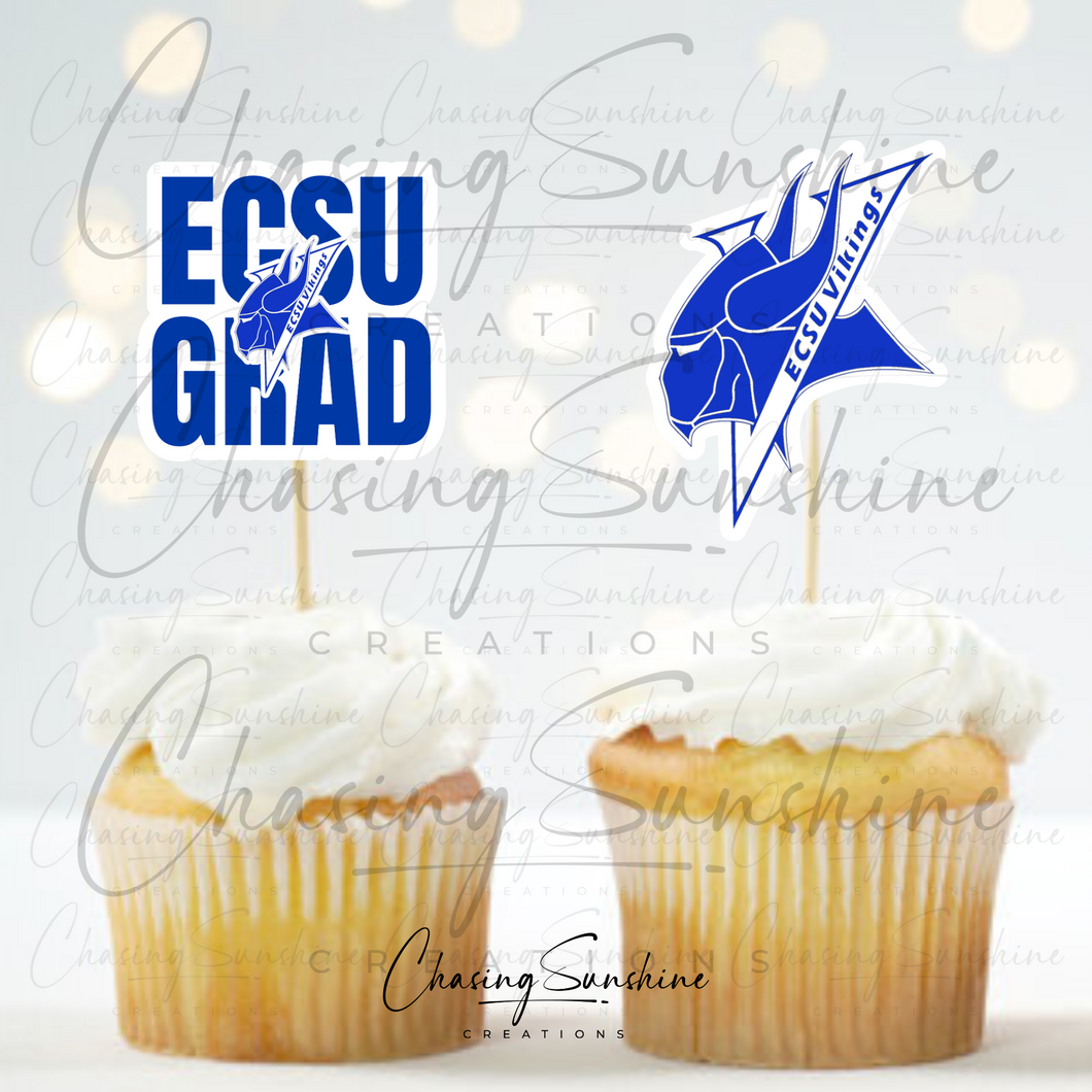 ECSU Elizabeth City State University Graduation Cupcake Toppers - 2 Designs