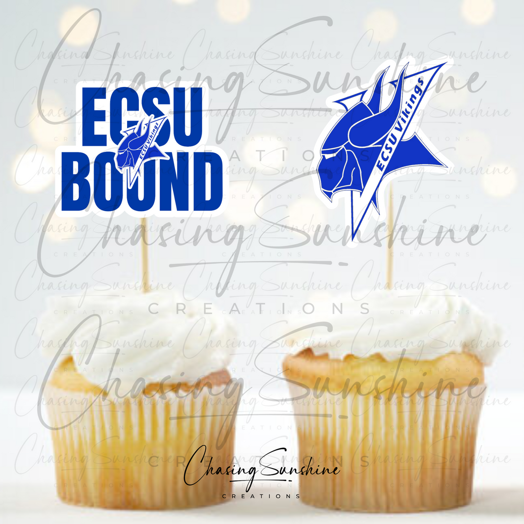 ECSU Elizabeth City State University Graduation Cupcake Toppers - 2 Designs High School/College Bound-Style 2