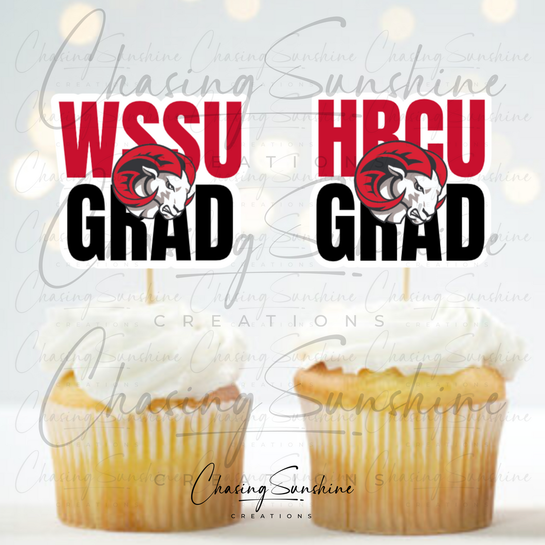 WSSU Winston-Salem State University Graduation Cupcake Toppers - 2 Designs