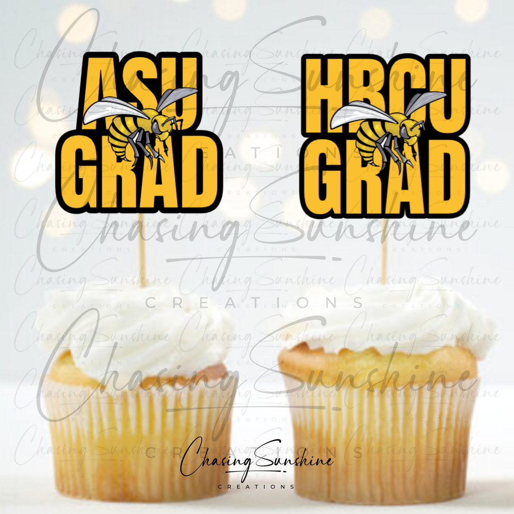 ASU Alabama State University Graduation Cupcake Toppers - 2 Designs