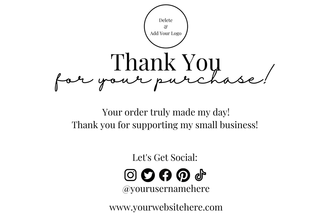 Small Business Thank You Note - Editable