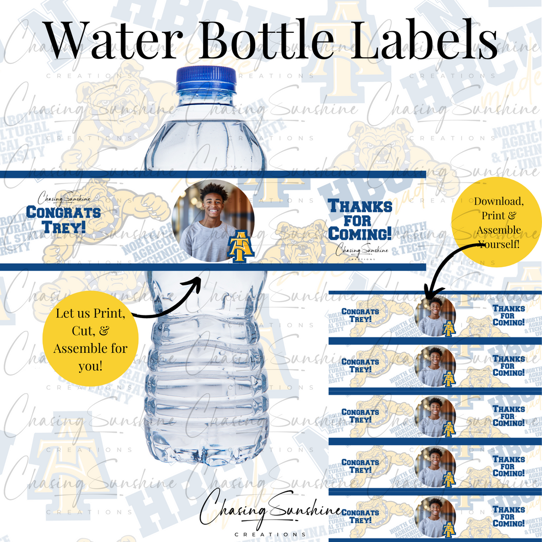 Digital Water Bottle Labels -- PDF Emailed