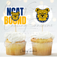 Load image into Gallery viewer, NCAT North Carolina A&amp;T State University High School/College Bound Graduation Cupcake Toppers
