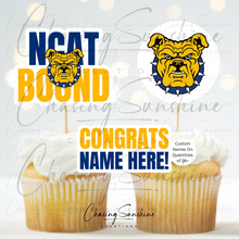 Load image into Gallery viewer, NCAT North Carolina A&amp;T State University High School/College Bound Graduation Cupcake Toppers
