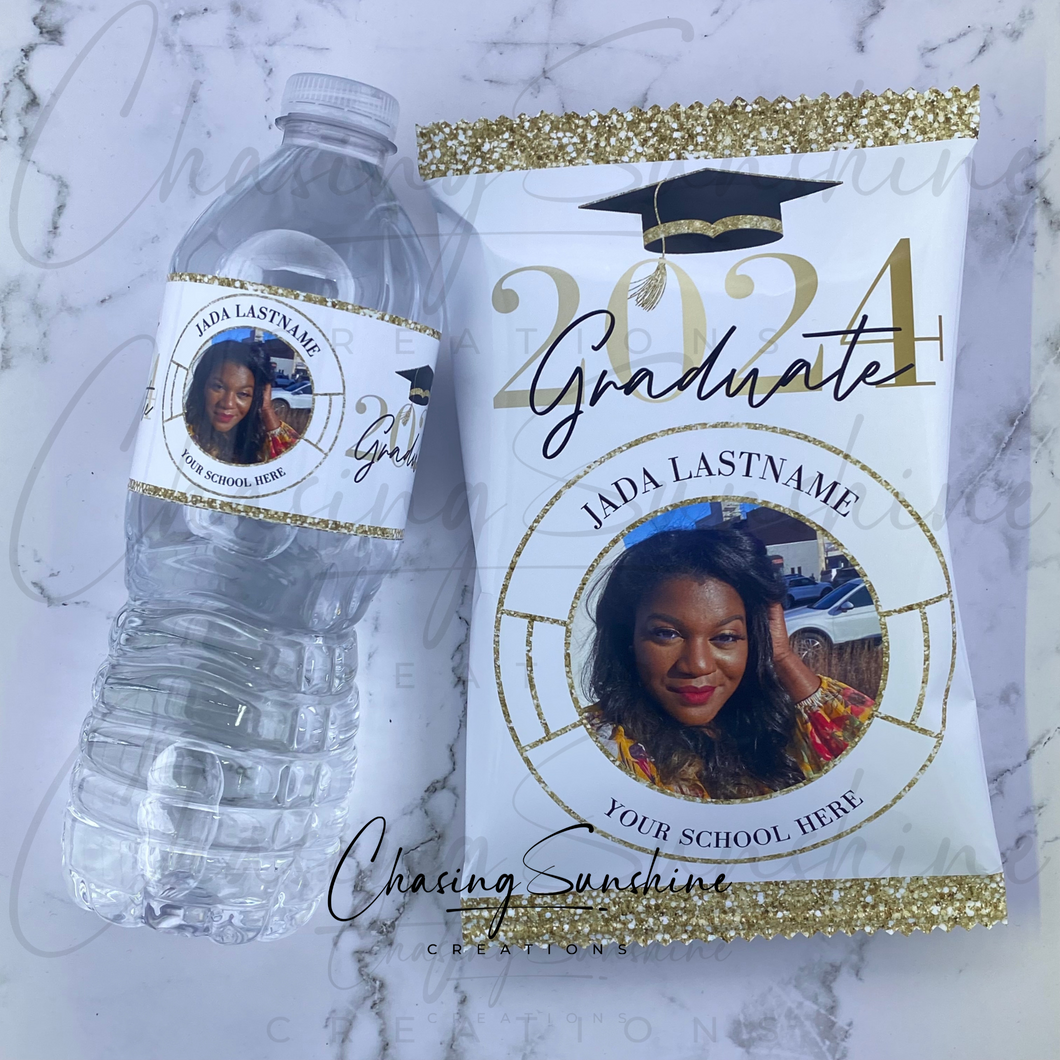 Golden Collection: Grad Chip Bags and Water Bottle Labels